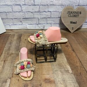 Louise et Cie Arthya Raffia Pom Pom Sandals